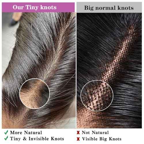 2x6 SKINLIKE Real HD Lace Closure Deep Parting Straight Human Hair 0.095mm Ultra-thin hd lace Closure Tiny knots Brazilian Virgin Human Hair Closure pre plucked with Natural Hairline, 16inch