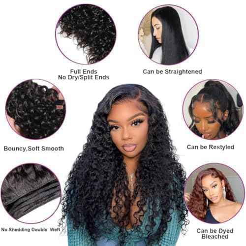 18 20 22 Inch Water Wave Bundles Human Hair 100% Unprocessed Curly Brazilian Virgin Hair Wet And Wavy 3 Bundles Human Hair Natural Black