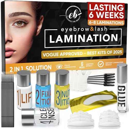 Eyebrow and Lash Lamination Kit | At Home DIY and Salon Use | 2in1 Professional Brow Lamination Kit and Lash Lift | Instant Lift For Fuller Eye Brows and Longer Eyelashes