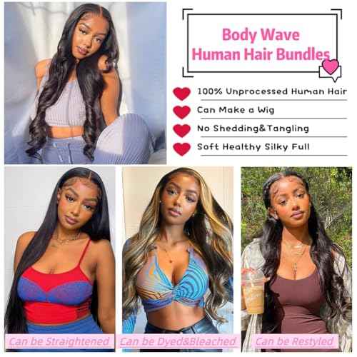 YISEA Human Hair Bundles Body Wave 4 Bundles 12A Brazilian Hair£¨20 18 16 14£©inch Body Wave Virgin Hair Natural Black Bundles Unprocessed Remy Human Hair Weaves Brazilian Hair Extensions