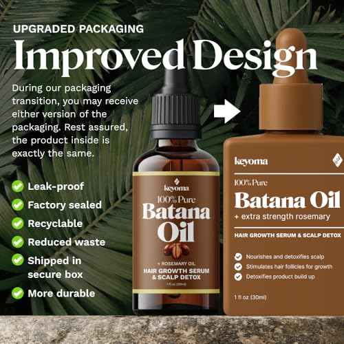 Keyoma Batana Oil for Hair Growth with Rosemary: Nourish & Detox Scalp for Thicker, Stronger, Longer Hair - 100% Organic Batana Oil from Honduras - Reduce Hair Loss (90 mL)