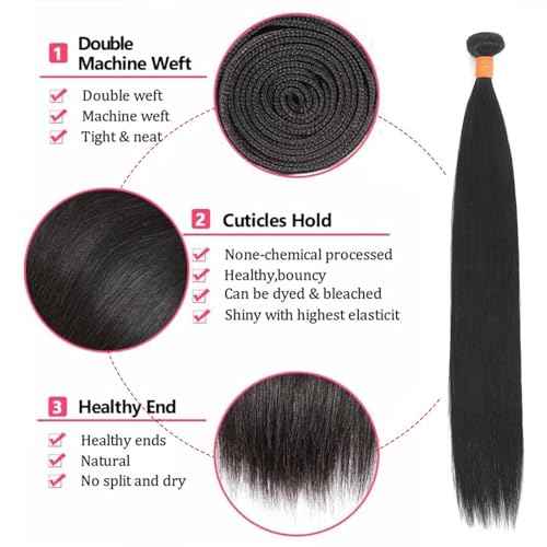 Straight Bundles Human Hair 22 24 26 Inch 3 Bundles 100% Unprocessed Brazilian Virgin Human Hair Straight Weave Bundles Natural Color