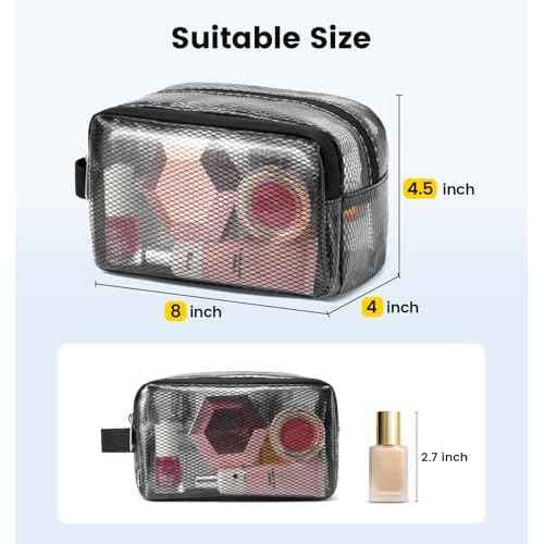 Vorspack Small Travel Toiletry Bag - Translucent Toiletry Bag for Women Hanging Toiletries Bag for Men Water Resistant Travel Bag for Toiletries Accessories - Black
