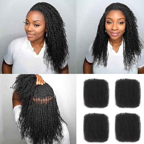 Afro Kinkys Bulk Human Hair 22 Inch Afro Kinky-Curly Human Hair Bulk for Twist Dreadlock Extensions Locs Repair Soft 4C Curly for Braids 4 Bundles 80 Gram Natural Color#