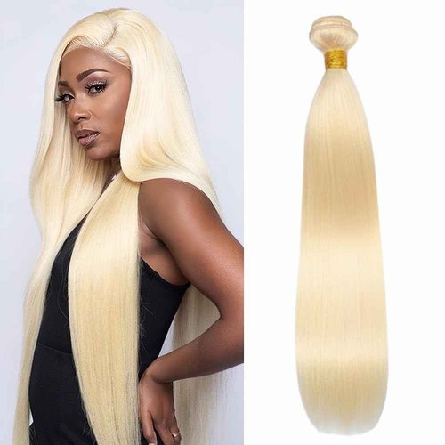 MStoxic 613 Bundles Blonde Bundles Human Hair 14 Inch 613 Straight Hair 1 Bundle 12A Grade Unprocessed Brazilian Virgin Hair Weave Extensions For Women (Single Bundles Human Hair)