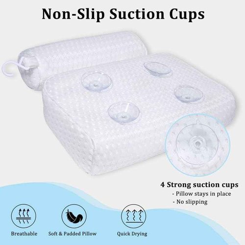 Bath Pillow for Bathtub Support Neck,Head and Back with Non-Slip Suction Cups and Comfortabl 4D AirenMesh Bathtub Pillow for Women & Men