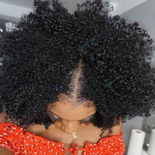 Afro Kinky Curly V Part Wig Human Hair Brazilian Virgin Upgrade U Part Wigs Glueless Afro Curly 180 Density Vpart Wig No Leave Out For Black Women 18Inch
