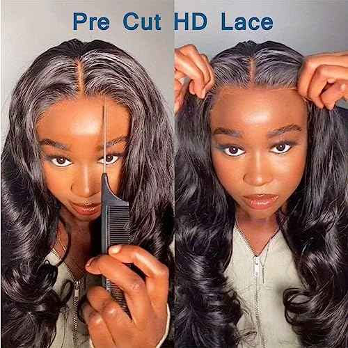 Put on Glueless Wigs Human Hair Pre Plucked Pre Cut 6x4 DH Lace Easy Put on Wig Body Wave no Glue Lace Wigs Human Hair for Beginners