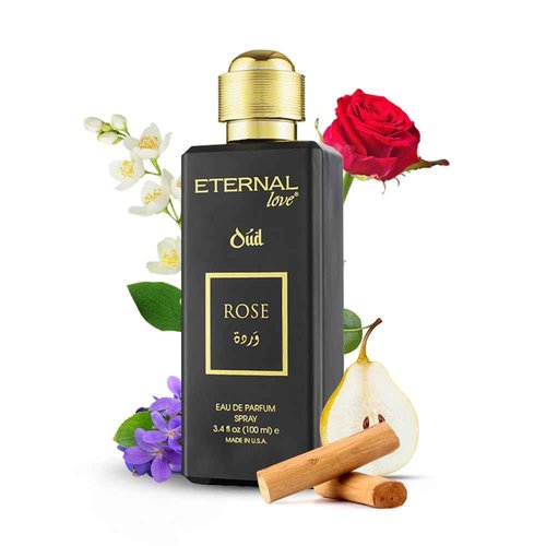 Eternal Love Rose Oud - Long Lasting Unisex Eau de Parfum - Romantic Floral Oriental Fragrance with Oud & Rose - Dubai Inspired Arabic Scent - 3.4oz