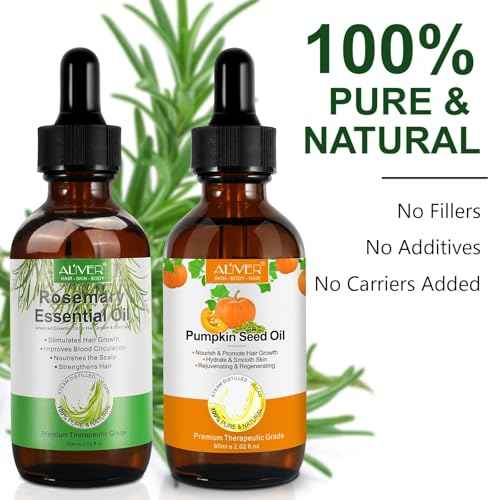 Pumpkin Seed Oil for Hair Growth, Moisturizing Dry Damaged Hair, Scalp, Face, Nails, Body, Skin Care Products,Pack with Rosemary Oil