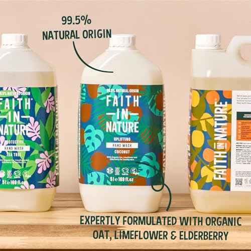 Faith In Nature Natural Coconut Hand Wash, Hydrating, Vegan & Cruelty Free, Parabens and SLS Free, 5L Refill Pack