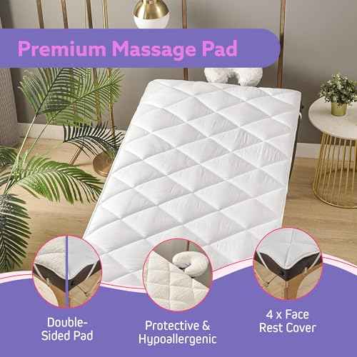 Double-Sided Massage Table Pad, Plush Fleece and Microfiber Cover, Soft Massage Bed Topper and Spa Cover, Ideal Table Accessories, 76"x34", White