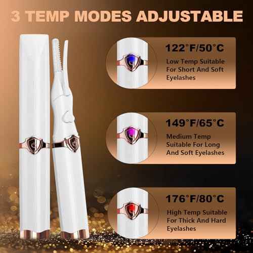 Heated Eyelash Curler, 2-in-1 Clip-Type Design, 3 Temperature Modes, USB Rechargeable Electric Eyelash Curler, Natural Curling 24H Long-Lasting Curl, Gift for Women & Girls, White-DE