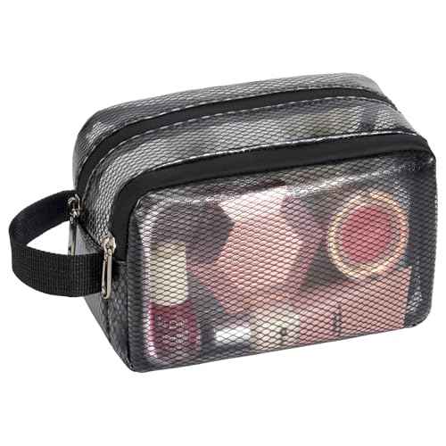 Vorspack Small Travel Toiletry Bag - Translucent Toiletry Bag for Women Hanging Toiletries Bag for Men Water Resistant Travel Bag for Toiletries Accessories - Black