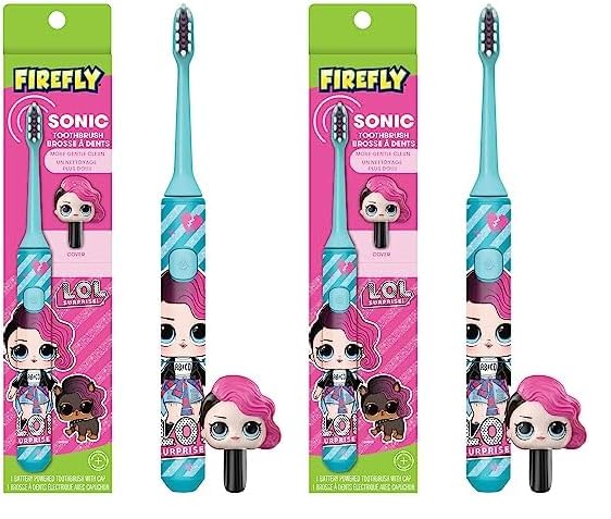 FIREFLY L.O.L. Surprise! Sonic Toothbrush with 3D Toothbrush Cover, Soft, Ages 3+ (Pack of 2)