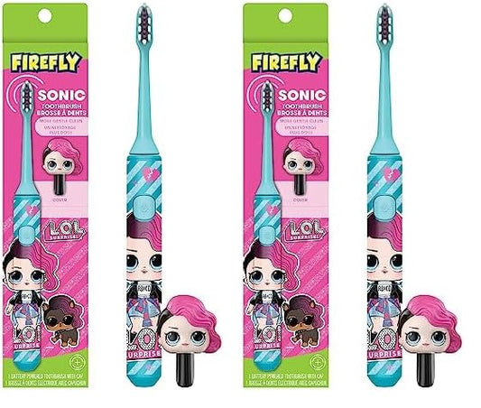 FIREFLY L.O.L. Surprise! Sonic Toothbrush with 3D Toothbrush Cover, Soft, Ages 3+ (Pack of 2)