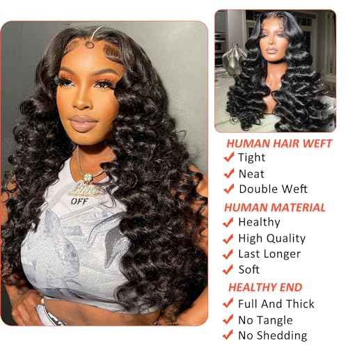 Deep Wave Lace Front Wigs Human Hair 13x4 HD Lace Frontal Wigs for Black Women 200 Density Glueless Wigs Pre Plucked with Baby Hair 22 Inch