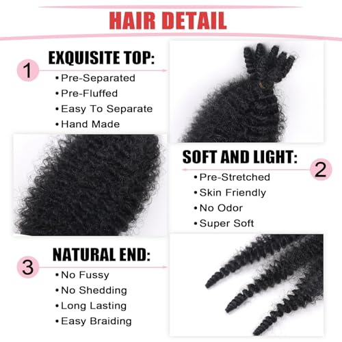 Springy Afro Twist Hair 6 Inch 7 Packs Marley Hair Pre-fluffed kinky Twist Hair for Distressed Soft Locs Pre-separated Cuban Twist for Black Women(6inch, 1b-7)