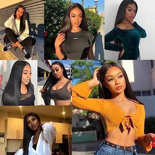 Brazilian Straight Human Hair 3 Bundles Weave 28 28 28 Inch 100% Unprocessed Virgin Weave Hair Human Bundles for Black Women Remy Hair Extensions Natural Black Color Human Hair Straight Weft