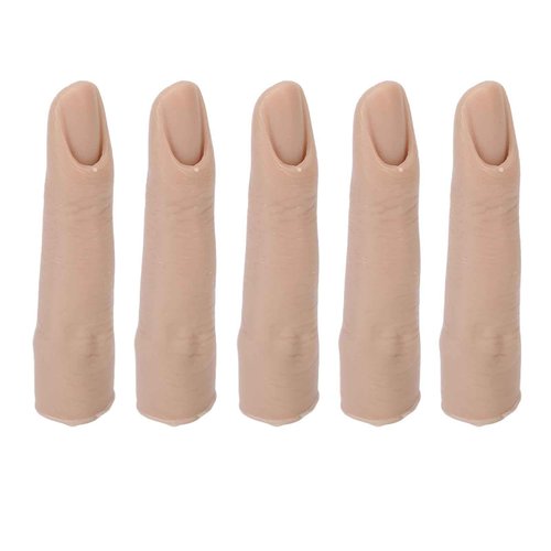 Silicone Joints Nail Finger for Tattoo, DIY Acrylic Nails Practice Flexible Practice Fingers (Dark Skin Color)