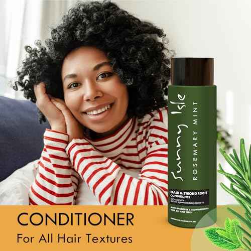 Sunny Isle Rosemary Mint Hair & Strong Roots Conditioner 12oz | Anti-Breakage & Growth Formula | Infused with Biotin & Jamaican Black Castor Oil | All Hair Types
