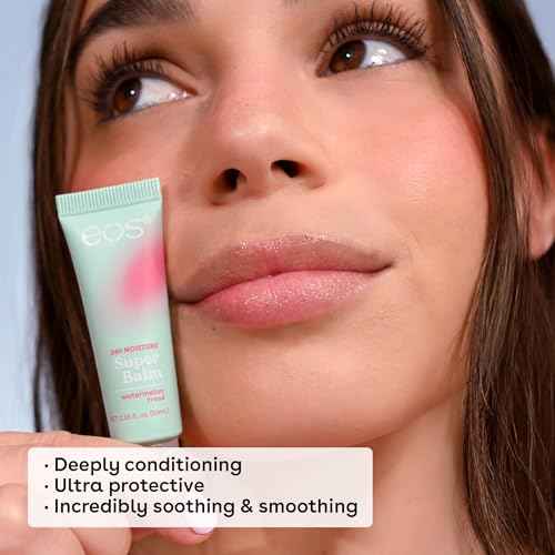 eos 24H Moisture Super Balm- Strawberry Sorbet, Lip Mask, Day or Night Lip Treatment, Made for Sensitive Skin, 0.35 fl oz