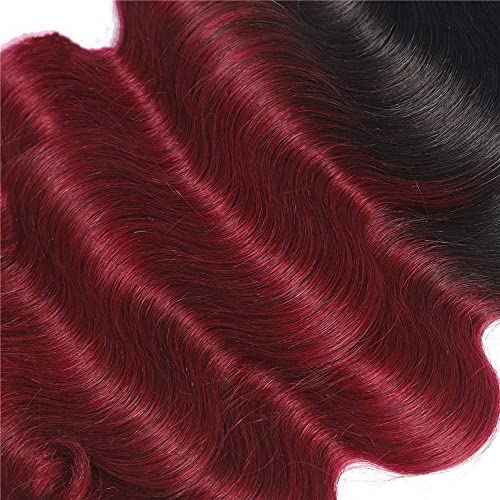 Burgundy Bundles Human Hair 1B99J Body Wave Bundles Unprocessed Brazilian Virgin Hair 3 Bundles 8 10 12 Inch Two Tone Black And Wine Red Bundles Human Hair Ombre Bundles