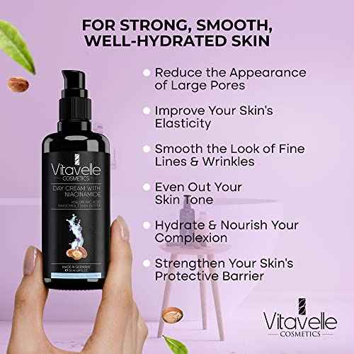 VITAVELLE Niacinamide Cream - Daily Niacinamide Moisturizer for Face - Strengthening Pore Reducer for Face with Plant-Derived Retinol, Shea Butter, & Niacinamide Serum For a Smooth & Even Complexion