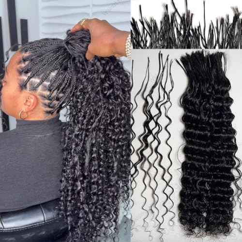 Pre Divided Bulk Human Hair for Boho Braids Deep Wave Bundles for Briding Brazilian Virgin Human Hair Curly Bulk Crochet Hair No Weft Extensions for Black Women 20Inch 640 Roots 200g