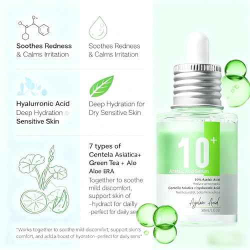 Azelaic Acid 10 Hyaluron Serum: Include Hyaluronic Azalecic Tranexamic Ordinary Niacinamide for Spot Care Skincare for Facial Pore Repair Essence Korean Skin Care for Face with 30ml /1.01 fl.oz