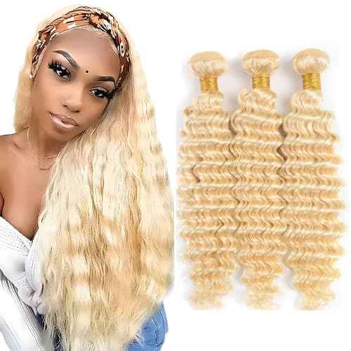 Blonde Bundles Human Hair 613 Loose Deep Wave Bundles 14 16 18 Inch Unprocessed Brazilian Virgin Remy Hair Extensions Blonde Deep Wave Bundle