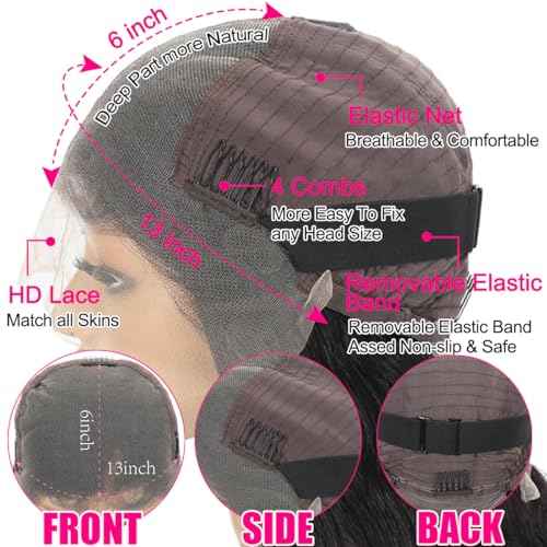 Worldnewhair 13X6 Lace Front Wigs Body Wave Human Hair 28 Inch - 200% Density Glueless Wigs Human Hair 13x6 Lace Frontal Wigs For Black Women
