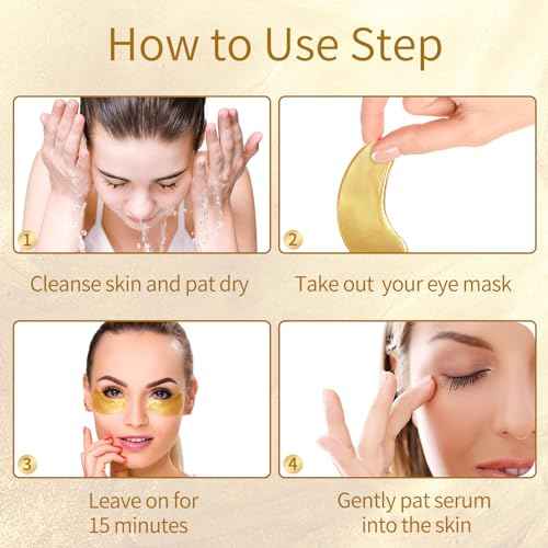 Under Eye Patches, 40 Pairs Eye Mask for Dark Circles, Puffy Eyes, Undereye Bags,Wrinkles,Eye Mask Patches with 24K Gold, Eye Treatment Skin Care for Men & Women Gift