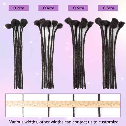Loc Extensions Human Hair 0.4cm&0.6 cm&0.8cm width 4-18inch 10, 20, 40, 100 strands 100% Human Hair Locs Extensions for Men Women Natural Dreadlocks Can Be Dyed Bleached Curled 0.4cm 8inch 30 Strands