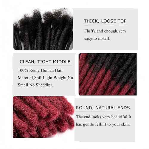Dreadlock Extension Human Hair 10inch 0.6cm Width 100% Permanent Huamn Hair Loc Extension Can Be Dyed Bleached Curled Handmade Loc Extension for Men Women,50strands