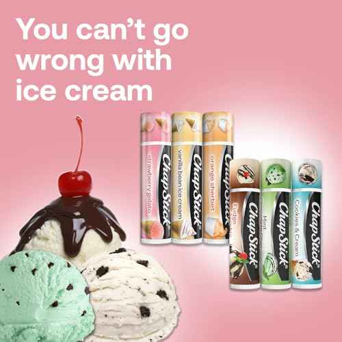 ChapStick Lip Balm, Ice Cream Collection 3-Pack, Ice Cream Classics 3-Pack + S¡¯mores Collection ? Fun & Flavorful Lip Care, Birthday Gift, Party Favors, Stocking Stuffers, 0.15 Oz Ea