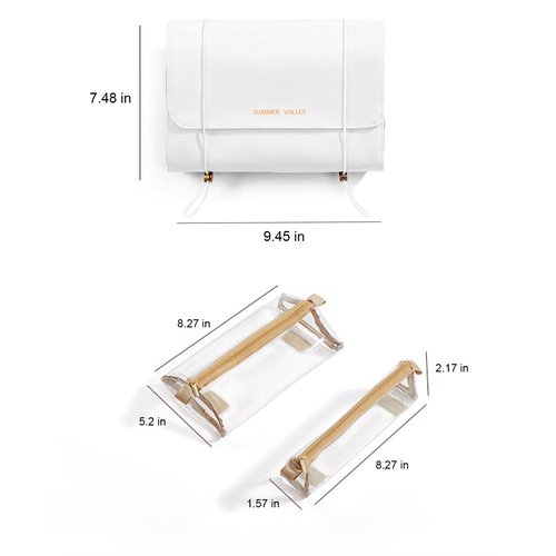 YDR Cosmetic Bag Foldable with Divider,Capacity Travel Makeup Bag for Women Portable Pouch Makeup Organizer Toiletry Bag Makeup Case