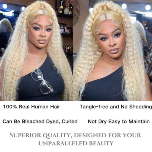 12A 613 Blonde Deep Wave Human Hair Bundles 24Inch 100% Unprocessed Brazilian Virgin Hair Extensions, Soft Double Weft Weave Curly Deep Wave Bundles Human Hair for Women (24inch)