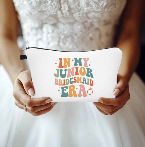 Baobeily In My Junior Bridesmaid Era, Bridesmaid Gifts for Women Makeup Bag Cosmetic Bag Bachelorette Party Essential Pouch Bridal Shower Gift