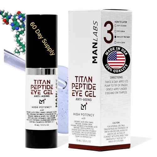Titan Peptide Anti-Aging Under Eye Gel for Men ? Reduce Appearance of Puffiness, Dark Circles, Eye Bags, & Sagging ? DMAE, Niacinamide, Hyaluronic Acid, Peptides ? All Skin Types ? Unscented