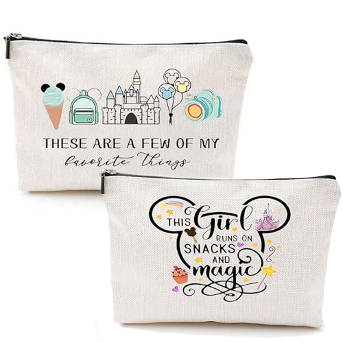 2 Pcs Cartoon Mouse Makeup Bags for Women, Cute Travel Cosmetic Bag, Large Capacity Waterproof Toiletry Bag with Zipper, Birthday Gifts for Her