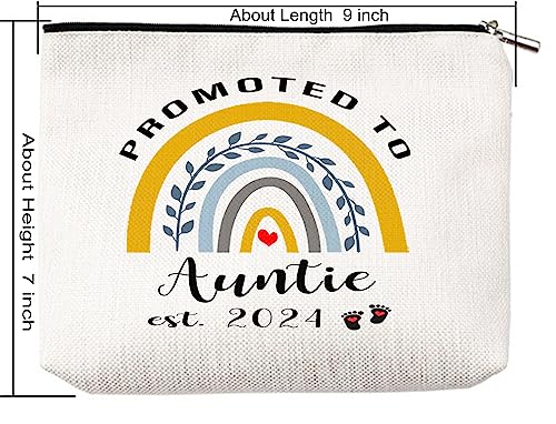 Qsavet New Aunt Gifts 2024, Promoted To Auntie 2024, Pregnancy Announcement Idea New Auntie Gifts, New Auntie Gifts First Time From Sister, Aunt To Be Gifts, Makeup Bag Cosmetic Bag For Aunt 2024