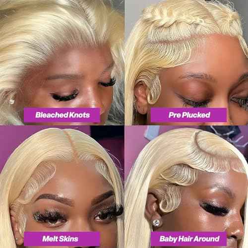 613 13x6 Lace Front Wig Human Hair Body Wave Blonde Wig Human Hair HD Transparent Lace Frontal Wigs for Women 200 Density Glueless Wigs Pre Plucked With Baby Hair 22 Inch