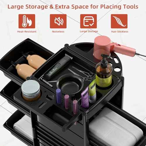 7-Layer Salon Trolley Cart with 6 Drawers, Professional Salon Rolling Cart with Wheels for Hair Stylist, Portable Barber Station with Extra Storage Space for Tattoo, Barber