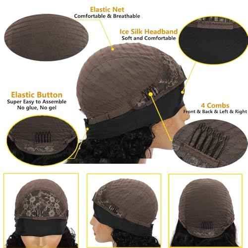 Headband Wigs for Black Women Human Hair 24 Inch Glueless Body Wave Headband Wig Human Hair 100% Brazilian Virgin Hair Machine Made Head band Wig 150% Density