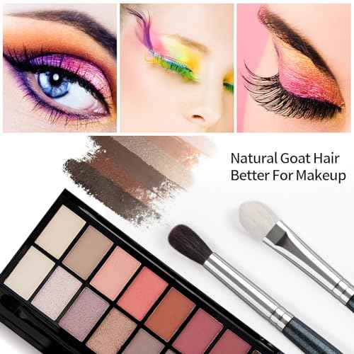 Natural Goat Hair Eye Makeup Brush Set, 6 Pcs Professional Blending Eyeshadow Makeup Brushes for Concealer Eyebrows Eyeliner, Soft Hairs & Wood Handle¡¦ (blue 6pcs)