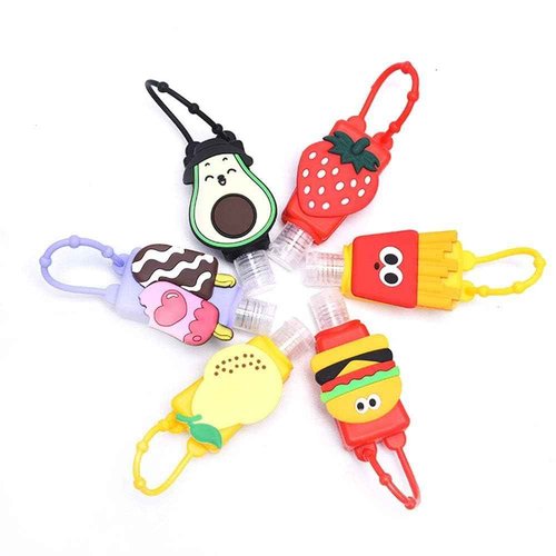 Strawberry Empty Travel Hand Sanitizer Bottle, Silicone Sleeve Refillable Empty Squeeze Leakproof Flip Cap Keychain, Hand Soap Holder Cosmetic Containers, Refillable Portable Travel Containers