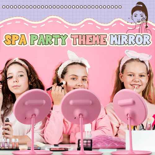 6 Pcs Spa Party Mirror Spa Party Supplies Sleepover Favors Accessory Make up Table Mirror for Sleepover Slumber Birthday Favors Adult Women Gift(Pink)