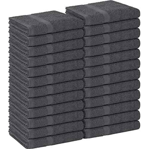 Utopia Towels, Salon Towel, Pack of 24, Not Bleach Proof, 16 by 27 Inches, Highly Absorbent Cotton Towels for Hand, Gym, Beauty, Spa, and Home Hair Care, Grey