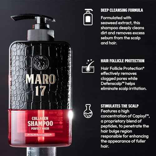 MARO17 Japan's #1 Collagen Shampoo Perfect Wash & Conditioner Duo - Moisturizing, Hair Thickening Shampoo & Conditioner Set - Cleanses Dirt & Regenerate Collagen to Support Healthy Scalp & Fuller Hair
